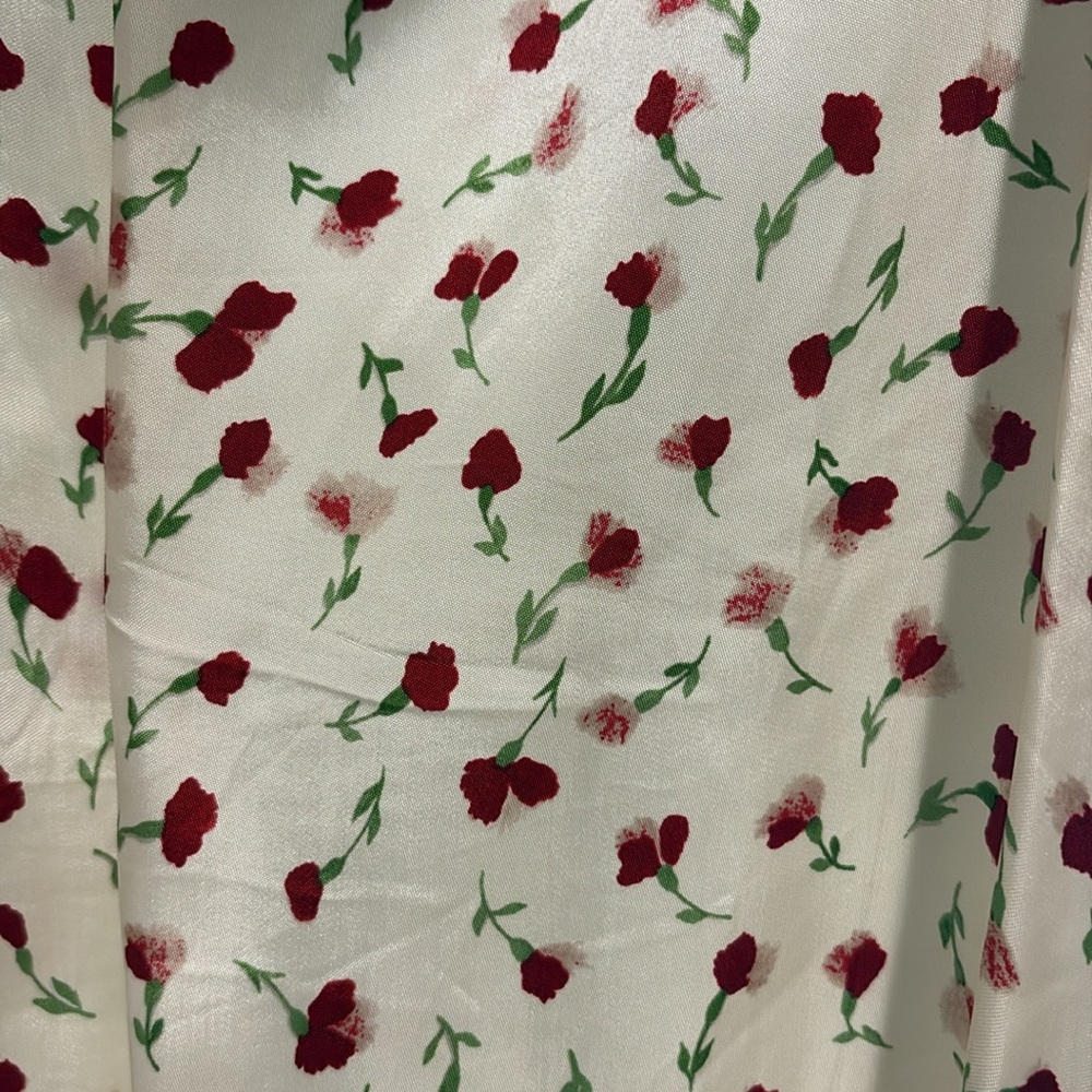 KHAITE Cream Slip Dress with Red Floral Print - Picture 5 of 10